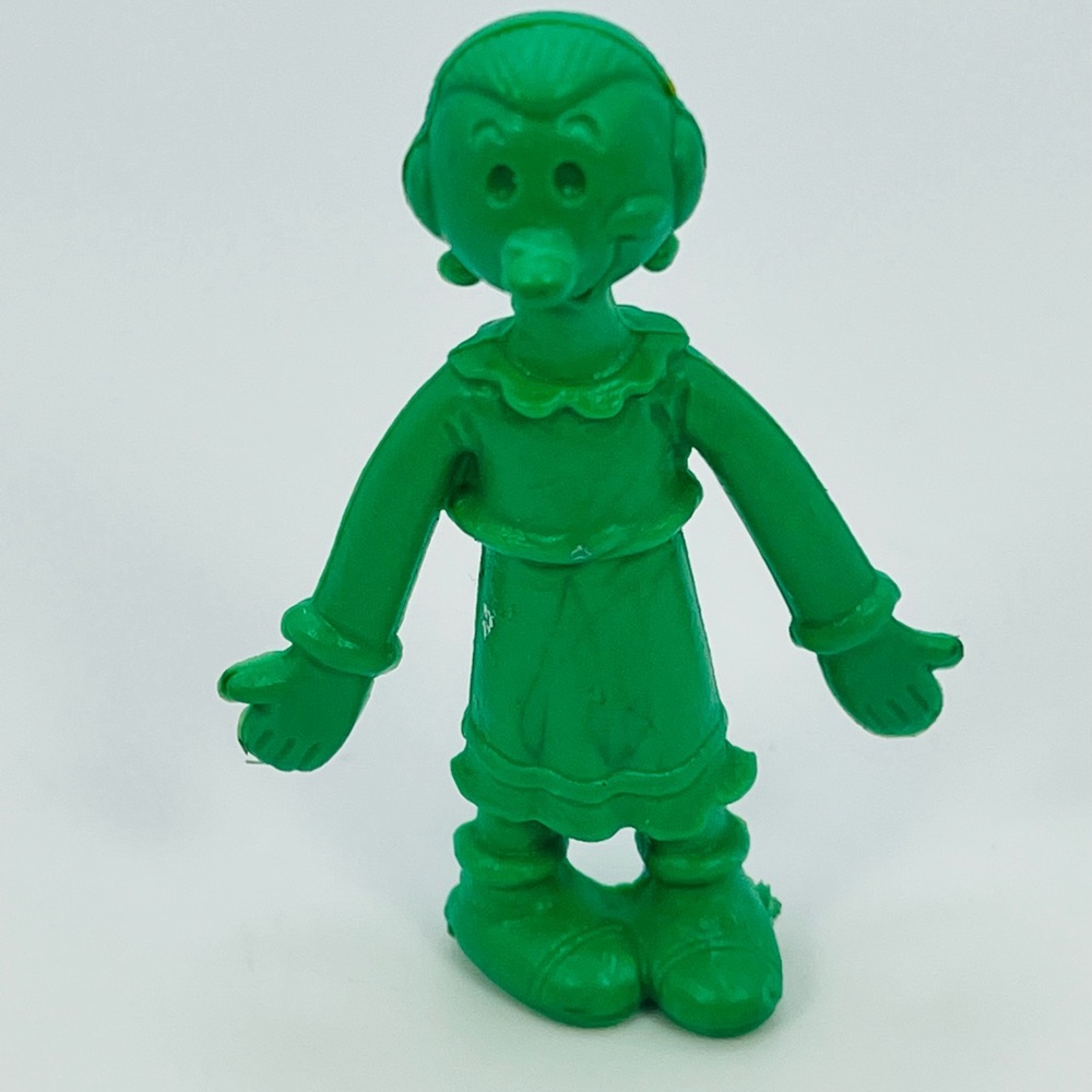 Vintage Popeye Olive Oyl Plastic Figure Toy Green 2” King Features Syndicate